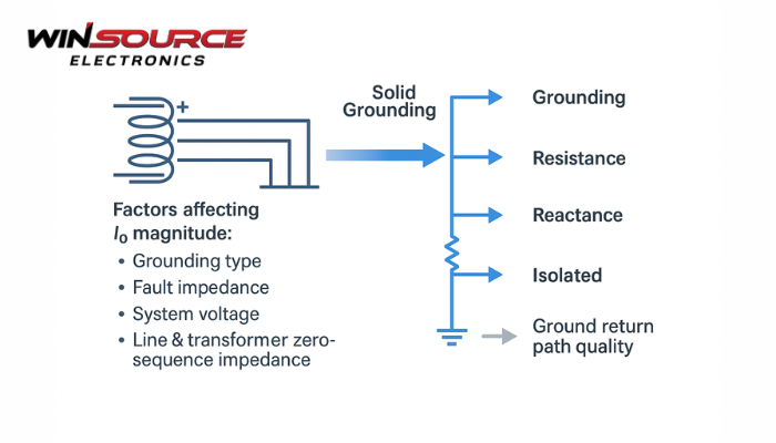 What are the factors that affect the magnitude of the zero-sequence current flowing through the protection?