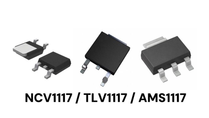 1117-series LDO regulators product image comparison: NCV1117, TLV1117, AMS1117