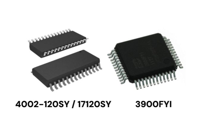 Voice record and playback IC product image comparison: ISD4002-120SY, ISD17120SY, ISD3900FYI