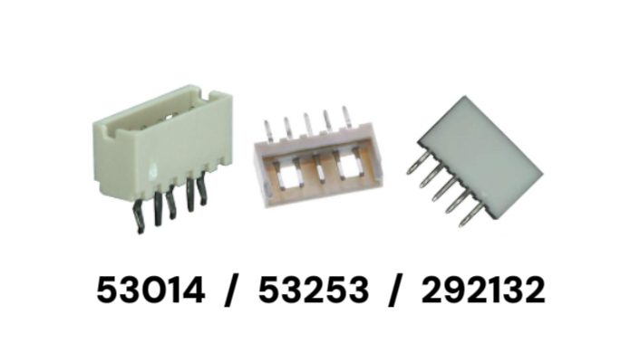 Wire-to-board connector product image comparison: 53014-0510, 53253-0570, 292132-5